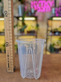 Hluboký průhledný květináč s bočními vzduchovými otvory 10 cm