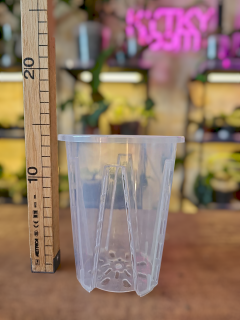 Hluboký průhledný květináč s bočními vzduchovými otvory 12 cm
