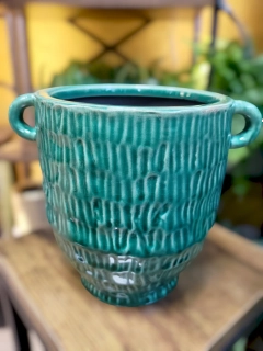 Obal zelený keramický s uchem 8cm
